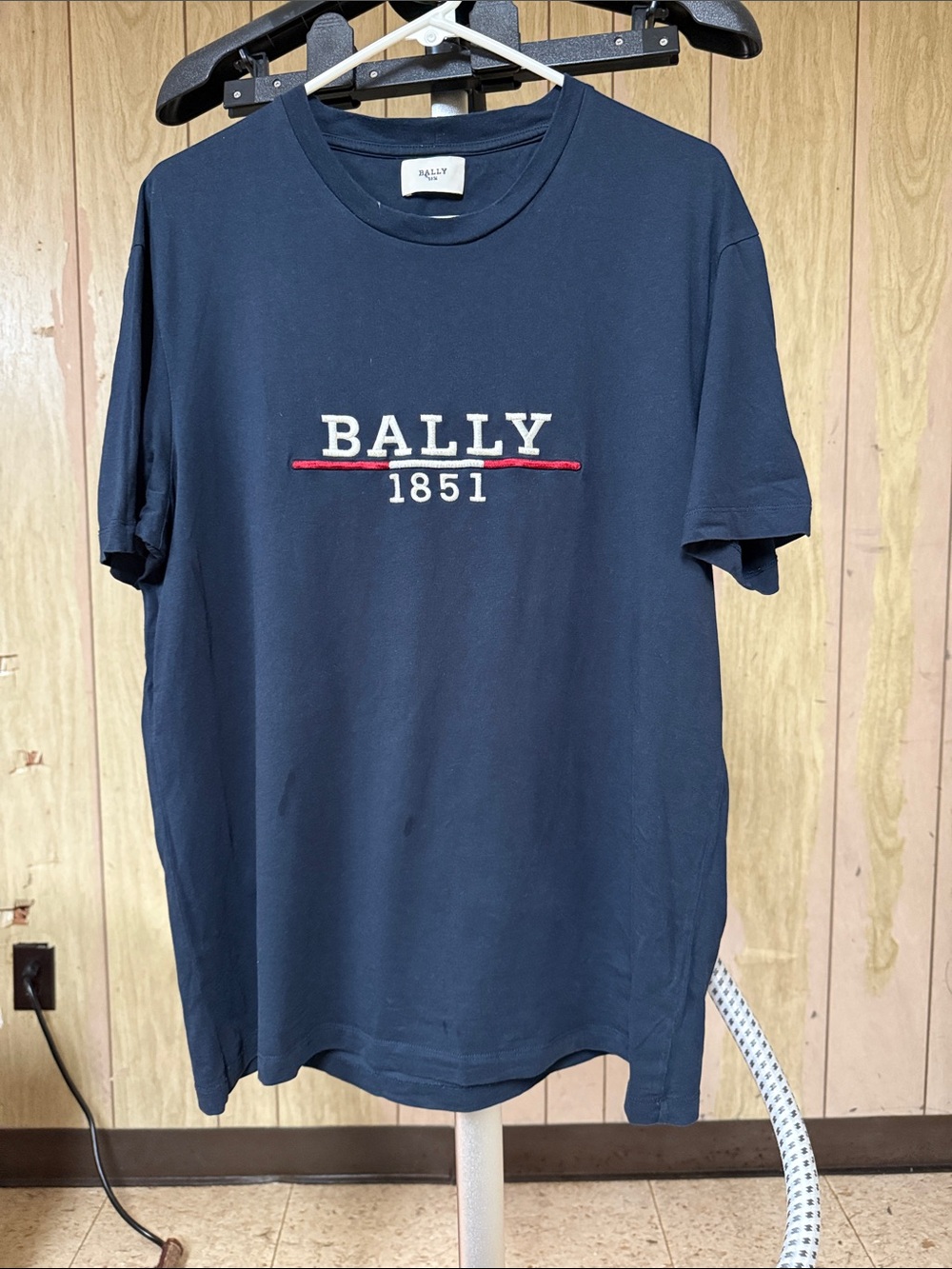Bally Navy Short-Sleeve Logo Tee with Red Accent